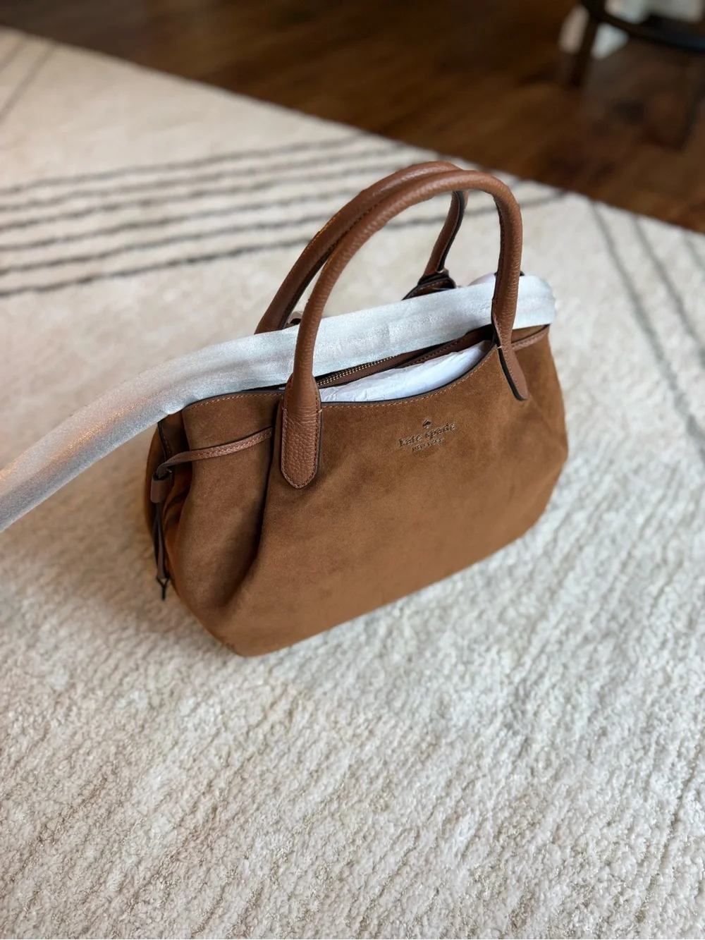 kate spade Dumpling Cognac Brown Suede Satchel